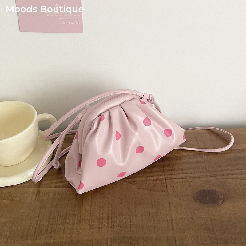 Luxury Bags China - MOODS กระเป๋าถือและกระเป๋าสะพายดีไซน์หรูขนาดเล็กสำหรับผู้หญิงลายจุดหนัง PU น้ำหนักเบากระเป๋าสะพายไหล่ขนาดเล็ก