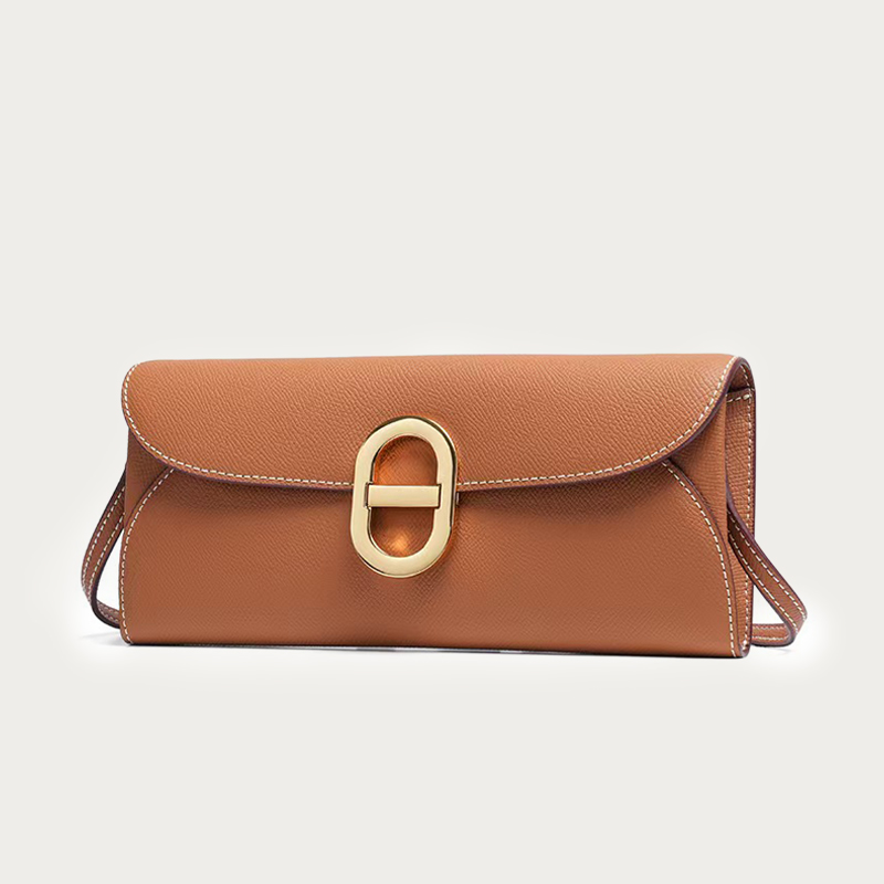 Luxury Bags Leather - กระเป๋าสตางค์ WOC หนังแท้ ดีไซน์จมูกหมู สำหรับผู้หญิง กระเป๋าคลัตช์หนังวัวลายปาล์ม
